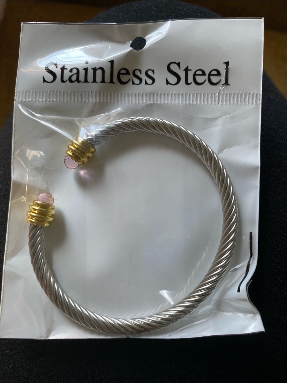 Open Cuff Bracelet with Pink Accent